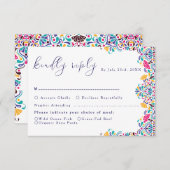 Levendige Mexicaanse Fiesta Style Rainbow Wedding RSVP Kaartje (Voorkant / Achterkant)