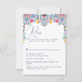 Levendige Mexicaanse Fiesta Style Rainbow Wedding RSVP Kaartje