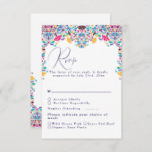 Levendige Mexicaanse Fiesta Style Rainbow Wedding RSVP Kaartje (Voorkant / Achterkant)