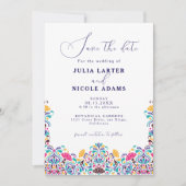 Levendige Mexicaanse Fiesta Style Rainbow Wedding Save The Date (Voorkant)