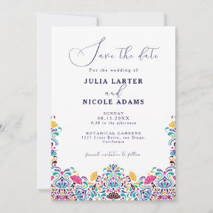 Levendige Mexicaanse Fiesta Style Rainbow Wedding Save The Date