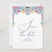 Levendige Mexicaanse Fiesta Style Rainbow Wedding Save The Date (Achterkant)