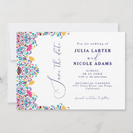 Levendige Mexicaanse Fiesta Style Rainbow Wedding Save The Date