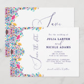 Levendige Mexicaanse Fiesta Style Rainbow Wedding Save The Date (Voorkant / Achterkant)