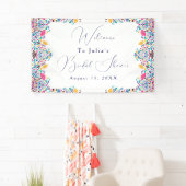 Levendige Mexicaanse Fiesta Style Rainbow Wedding Spandoek (Insitu)