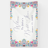 Levendige Mexicaanse Fiesta Style Rainbow Wedding Spandoek (Verticaal)