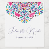 Levendige Mexicaanse Fiesta Style Rainbow Wedding Wijn Etiket (Enkel label)