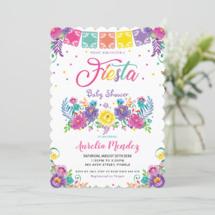Levendige Mexicaanse Floral Fiesta Baby shower Mei Kaart