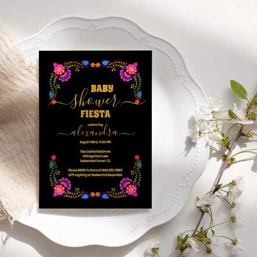 Levendige Mexicaanse Floral Fiesta Baby shower Mei Kaart