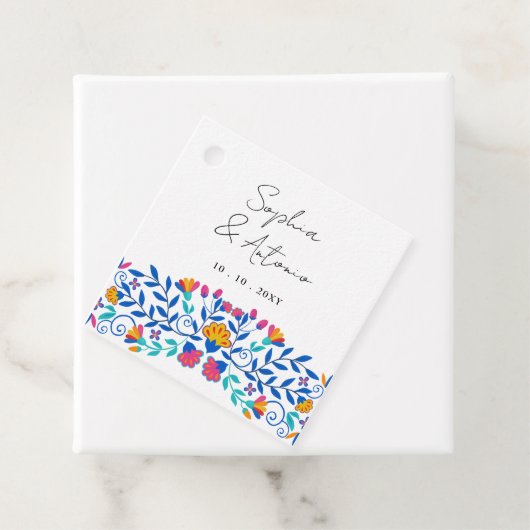 Levendige Mexicaanse Floral Fiesta bruiloft Bedankjes Labels (In situ)