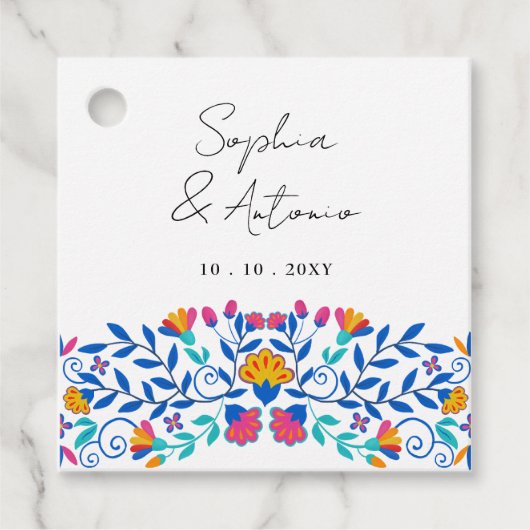 Levendige Mexicaanse Floral Fiesta bruiloft Bedankjes Labels (Voorkant)