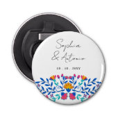 Levendige Mexicaanse Floral Fiesta bruiloft Button Flesopener (Voorkant)