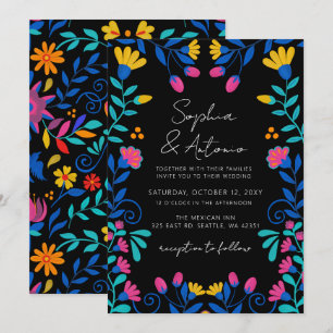 Levendige Mexicaanse Floral Fiesta bruiloft Kaart