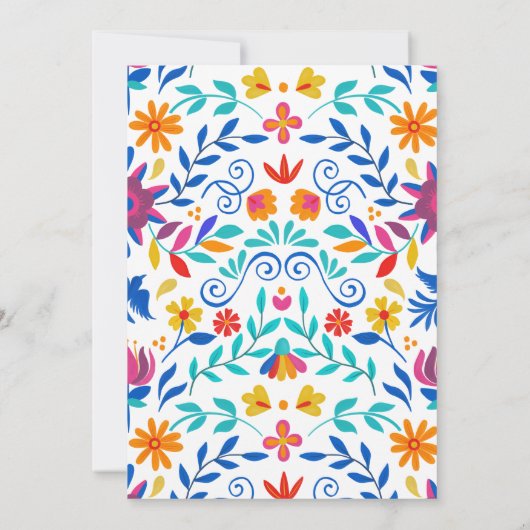 Levendige Mexicaanse Floral Fiesta bruiloft Kaart (Achterkant)
