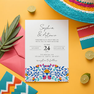 Levendige Mexicaanse Floral Fiesta bruiloft Kaart