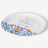 Levendige Mexicaanse Floral Fiesta bruiloft Papieren Bordje (Gekanteld)