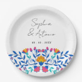 Levendige Mexicaanse Floral Fiesta bruiloft Papieren Bordje (Voorkant)