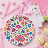 Levendige Mexicaanse Floral Fiesta bruiloft Papieren Bordje (Feest)