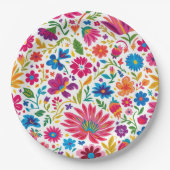 Levendige Mexicaanse Floral Fiesta bruiloft Papieren Bordje (Voorkant)