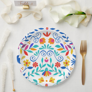 Levendige Mexicaanse Floral Fiesta bruiloft Papieren Bordje