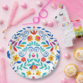Levendige Mexicaanse Floral Fiesta bruiloft Papieren Bordje (Feest)