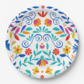 Levendige Mexicaanse Floral Fiesta bruiloft Papieren Bordje (Voorkant)