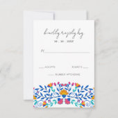 Levendige Mexicaanse Floral Fiesta bruiloft RSVP Kaartje (Voorkant)