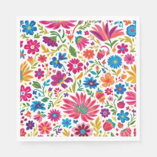 Levendige Mexicaanse Floral Fiesta bruiloft Servet