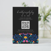 Levendige Mexicaanse Floral Fiesta Wedding QR-code RSVP Kaartje (Staand voorkant)