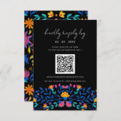 Levendige Mexicaanse Floral Fiesta Wedding QR-code RSVP Kaartje (Voorkant / Achterkant)