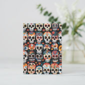 Levendige Mexicaanse Folk Art Skull Design Briefkaart (Staand voorkant)