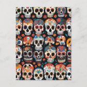 Levendige Mexicaanse Folk Art Skull Design Briefkaart (Voorkant)