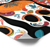 Levendige Mexicaanse Folk Art Skull Design Poster (Hoek)