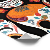 Levendige Mexicaanse Folk Art Skull Design Poster (Hoek)
