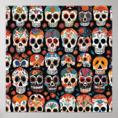 Levendige Mexicaanse Folk Art Skull Design Poster (Voorkant)