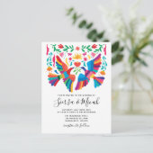 Levendige Mexicaanse geïnspireerde vogels en bloem Aankondigingskaart (Staand voorkant)