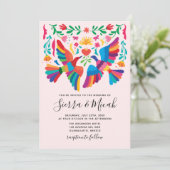 Levendige Mexicaanse geïnspireerde vogels en bloem Save The Date (Staand voorkant)