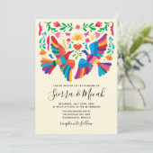 Levendige Mexicaanse geïnspireerde vogels en bloem Save The Date (Staand voorkant)