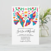 Levendige Mexicaanse geïnspireerde vogels en bloem Save The Date (Staand voorkant)