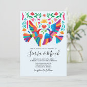 Levendige Mexicaanse geïnspireerde vogels en bloem Save The Date (Staand voorkant)