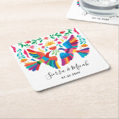 Levendige Mexicaanse geïnspireerde vogels en Flora Kartonnen Onderzetters (Schuin)