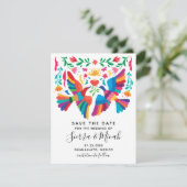 Levendige Mexicaanse geïnspireerde vogels en Flora Save The Date (Staand voorkant)