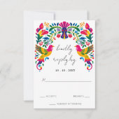 Levendige Mexicaanse Otomi Vogels Floral Fiesta Hu RSVP Kaartje (Voorkant)