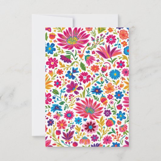 Levendige Mexicaanse Otomi Vogels Floral Fiesta Hu RSVP Kaartje (Achterkant)