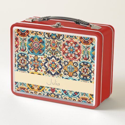 Levendige Mexicaanse rood-blauwe Tegels gepersonal (Voorkant)