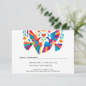 Levendige Mexicaanse RSVP-Kaart met weduwschap RSVP Kaartje (Staand voorkant)