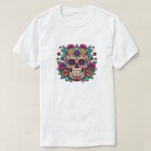 Levendige Mexicaanse Sugar Skull Music Festival T-shirt (Design voorkant)
