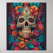 Levendige Mexicaanse viering: Sugar Skull Art Poster (Voorkant)