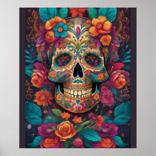 Levendige Mexicaanse viering: Sugar Skull Art Poster