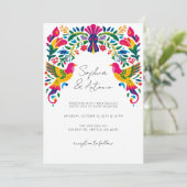 Levendige Mexicaanse Vogels Otomi Floral Fiesta Hu Kaart (Staand voorkant)